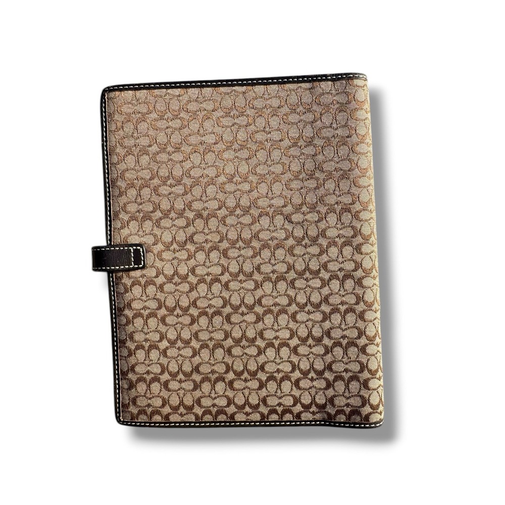 Y2k Coach Signature Canvas Agenda Planner Organizer Brown Mini C Leather Trim - Picture 2 of 7